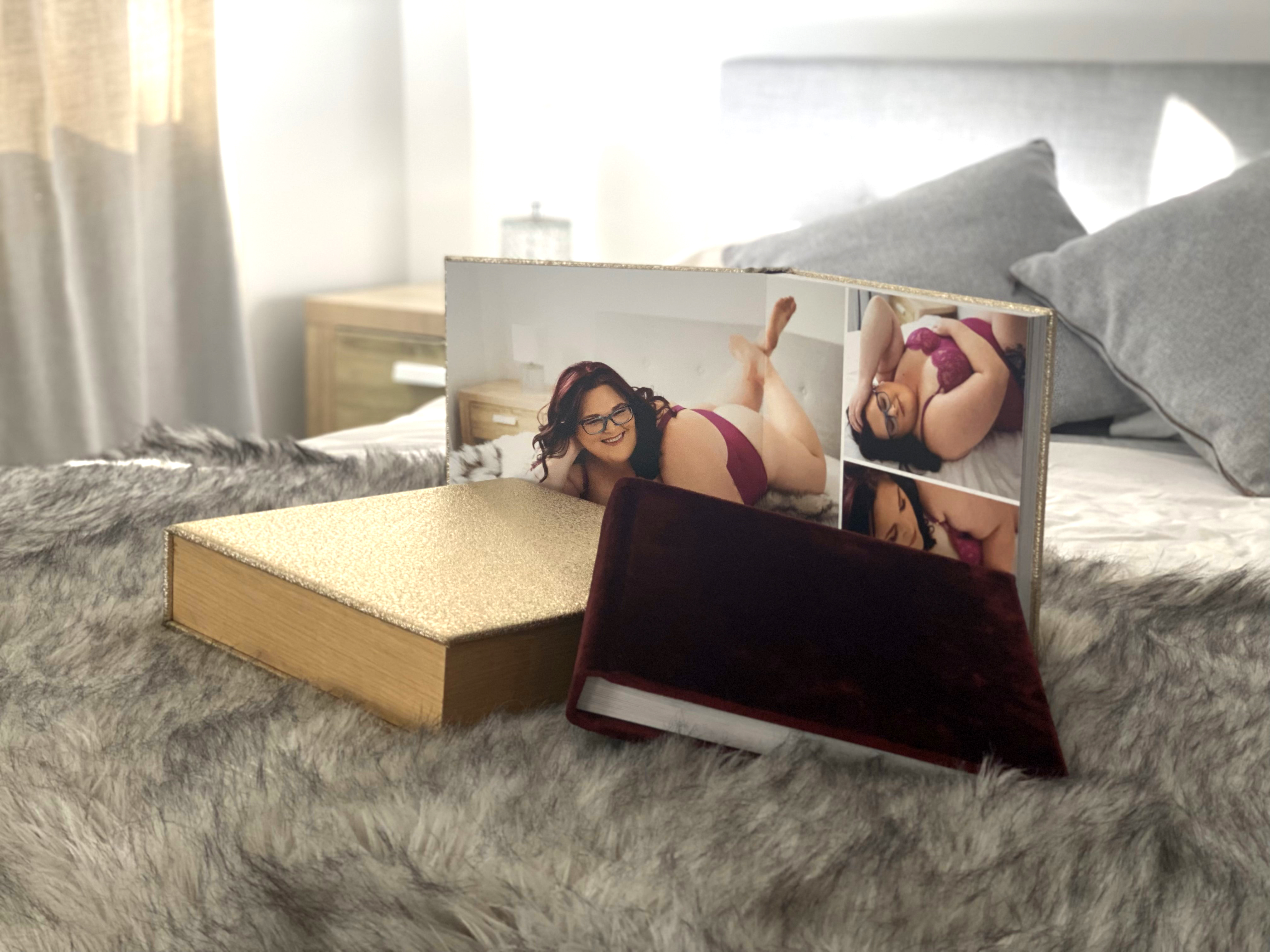 Luxury boudoir photo album with textured cover - handcrafted in Portugal