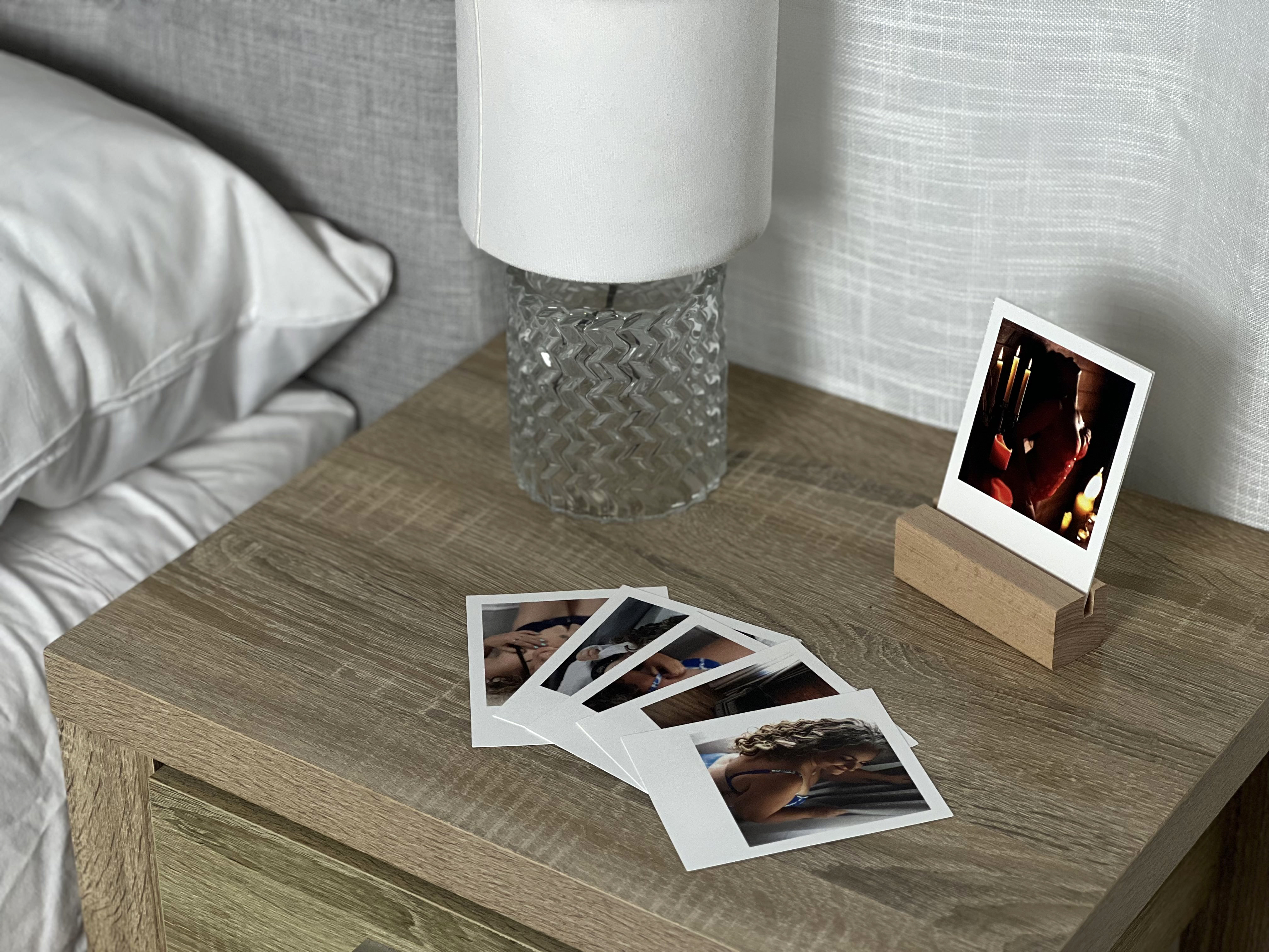 Set of 25 high-quality boudoir Polaroid prints with display stand