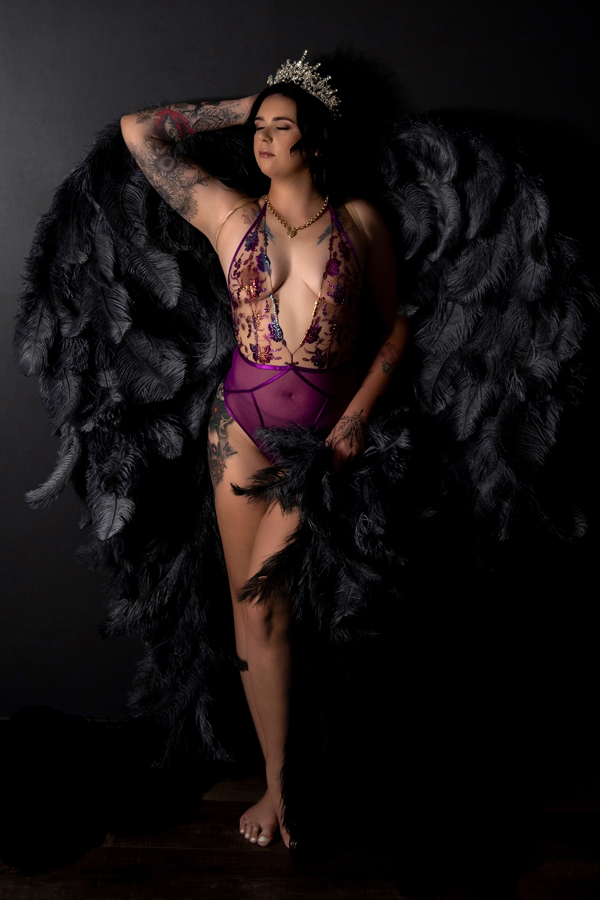 Ostrich feather wings boudoir