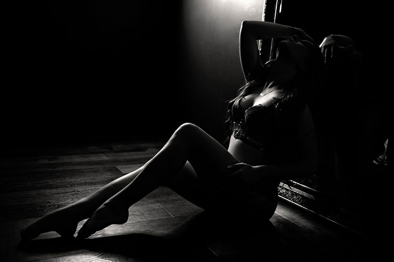 The Looking Glass boudoir photography - ornate mirror reflection portraits Brisbane